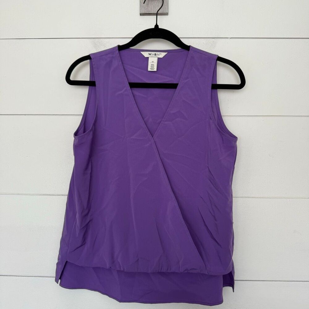 White House Black Market Women’s XS Purple Faux Wrap Tank Blouse Career